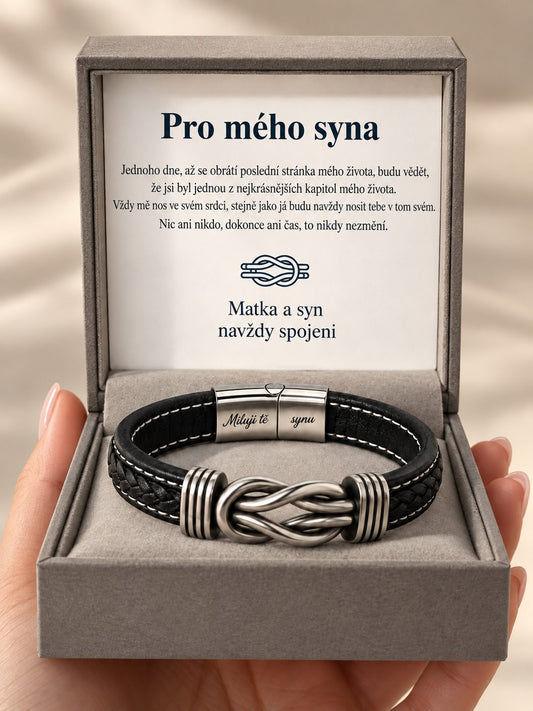 Kožený náramek „Spojení“ pro syna od maminky
