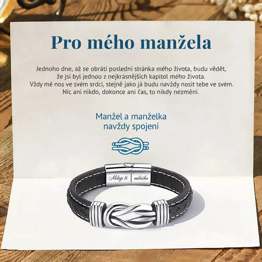Kožený náramek „Nekonečno“ pro manžela