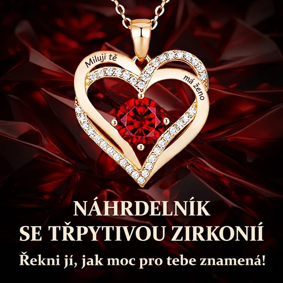 Náhrdelník pro manželku s gravírováním „Miluji tě, manželko“, pozlacený 18K