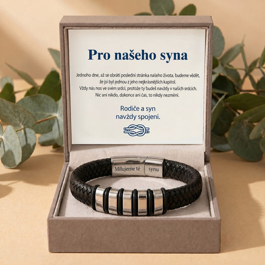 Náramek pro syna od rodičů s věnováním „Milujeme tě, synu“