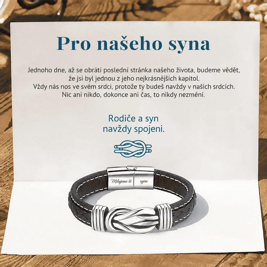 Kožený náramek „Spojení“ pro syna od rodičů