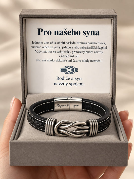 Kožený náramek „Spojení“ pro syna od rodičů