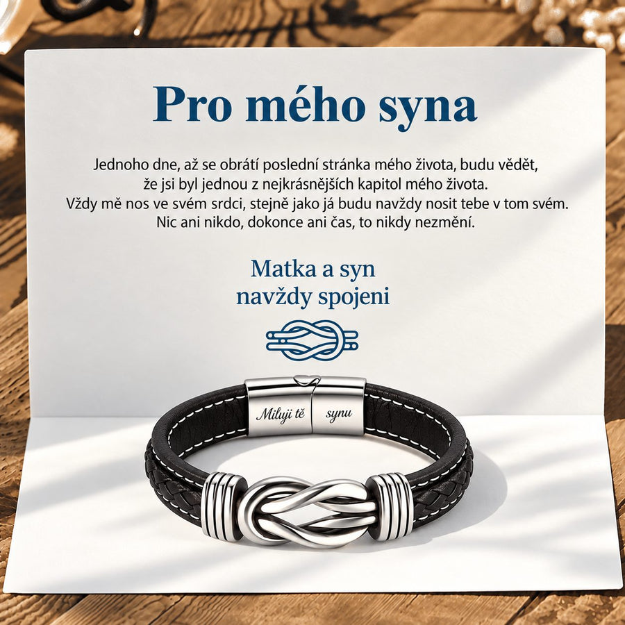 Kožený náramek „Spojení“ pro syna od maminky